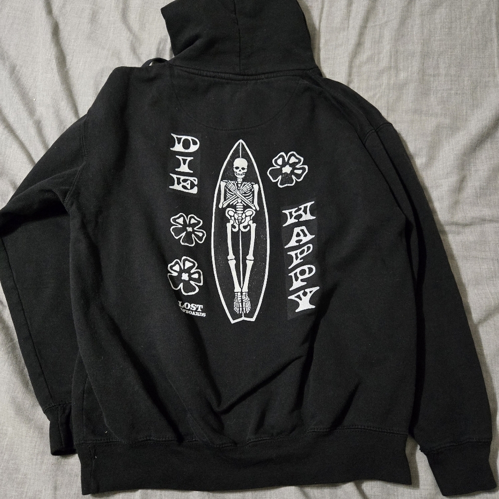 Lost Surfboards Hoodie Surf Sweatshirt Men's Medium Skeleton Coffin Enterprises